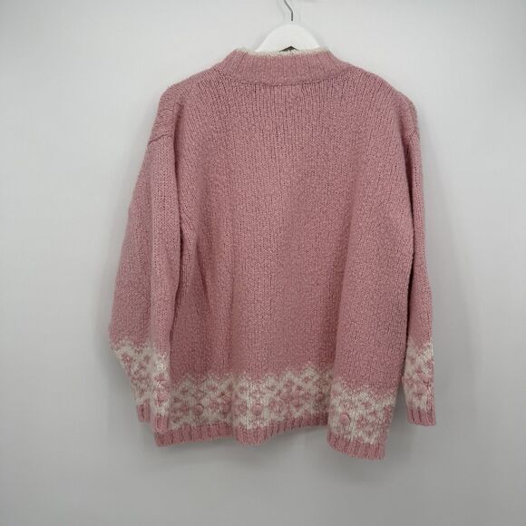 Dressbarn Pink Chunky Knit Snowflake Wool Blend Sweater Size 22/24 - Picture 8 of 9